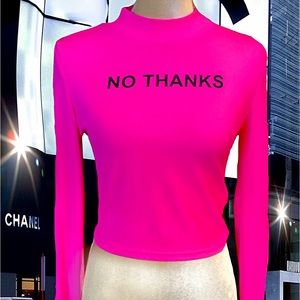 Nwt, Lavishly Paris Women’s Hot Pink “No Thanks” Shirt